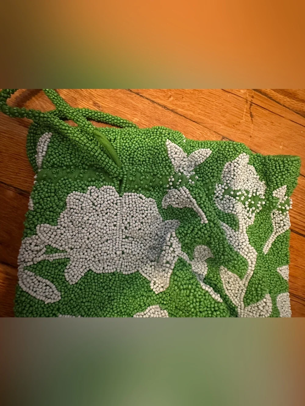 Kate Spade for Target Green Beaded Floral Drawstring Bag